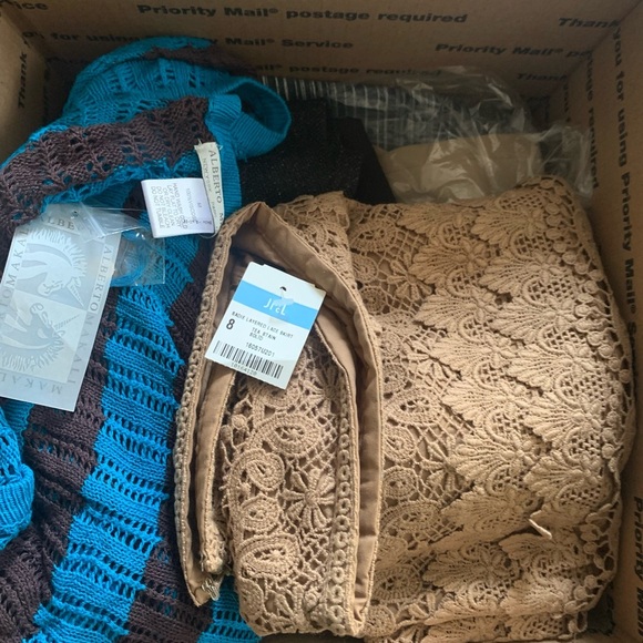 Box of Size M Designer Clothing Items Skirts Dress Pants Some Items Brand New - Picture 1 of 6